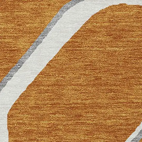 Copper Gray And Ivory Abstract Washable Indoor Outdoor Area Rug Photo 5