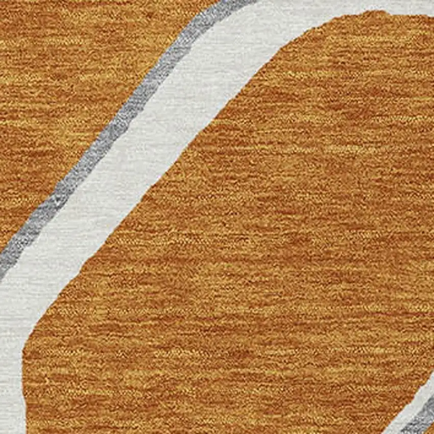 Copper Gray And Ivory Abstract Washable Indoor Outdoor Area Rug Photo 5