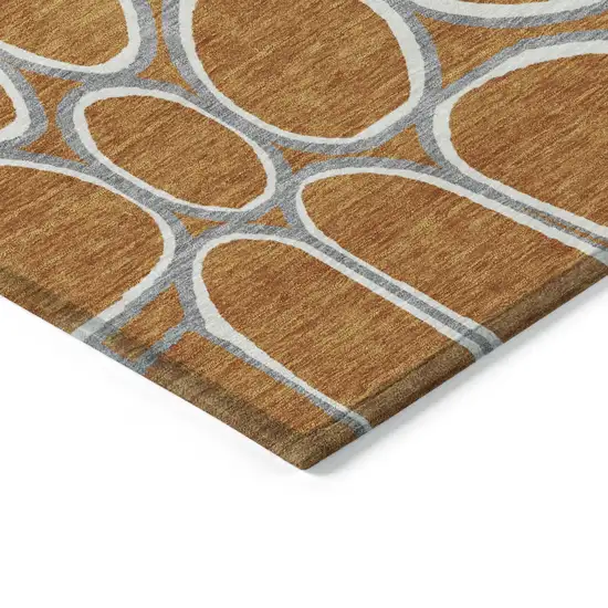 Copper Gray And Ivory Abstract Washable Indoor Outdoor Area Rug Photo 4