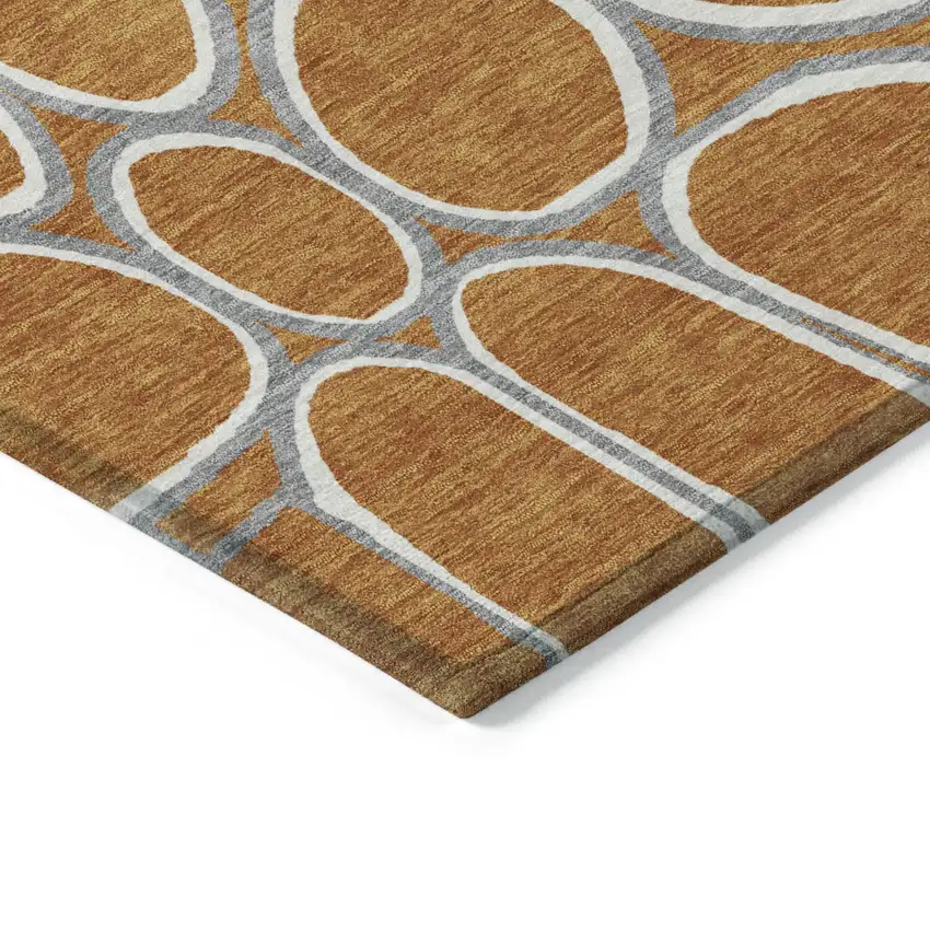 Copper Gray And Ivory Abstract Washable Indoor Outdoor Area Rug Photo 4