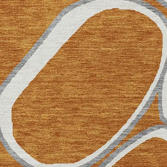 Copper Gray And Ivory Abstract Washable Indoor Outdoor Area Rug Photo 7