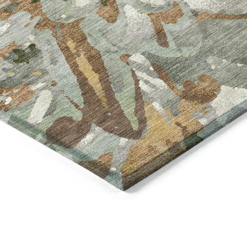 Copper Gray And Ivory Floral Washable Indoor Outdoor Area Rug Photo 6