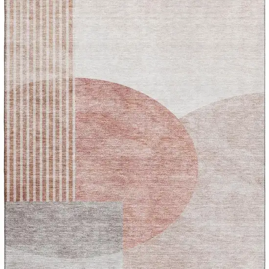 Copper Gray And Ivory Geometric Washable Area Rug With UV Protection Photo 3