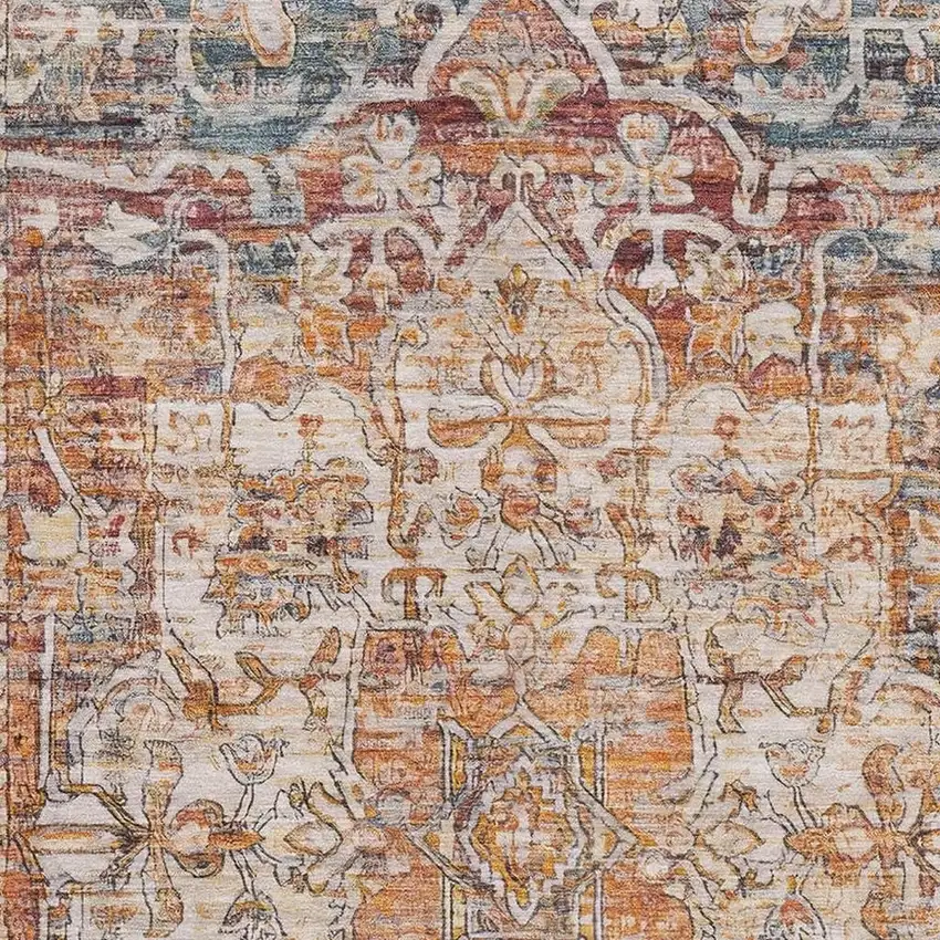 Copper Gray And Ivory Oriental Washable Area Rug With UV Protection Photo 2