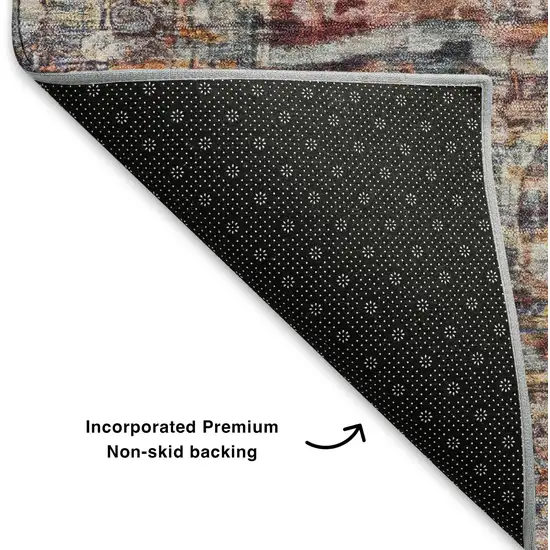 Copper Gray And Ivory Oriental Washable Area Rug With UV Protection Photo 6