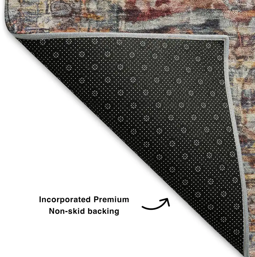 Copper Gray And Ivory Oriental Washable Area Rug With UV Protection Photo 6