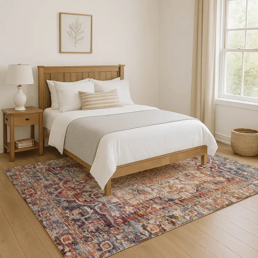 Copper Gray And Ivory Oriental Washable Area Rug With UV Protection Photo 5