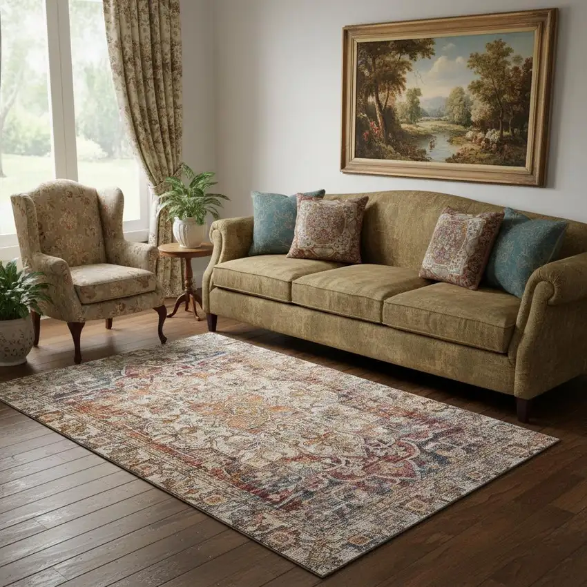 Copper Gray And Ivory Oriental Washable Area Rug With UV Protection Photo 2