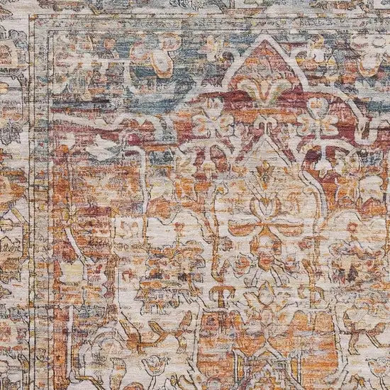 Copper Gray And Ivory Oriental Washable Area Rug With UV Protection Photo 2