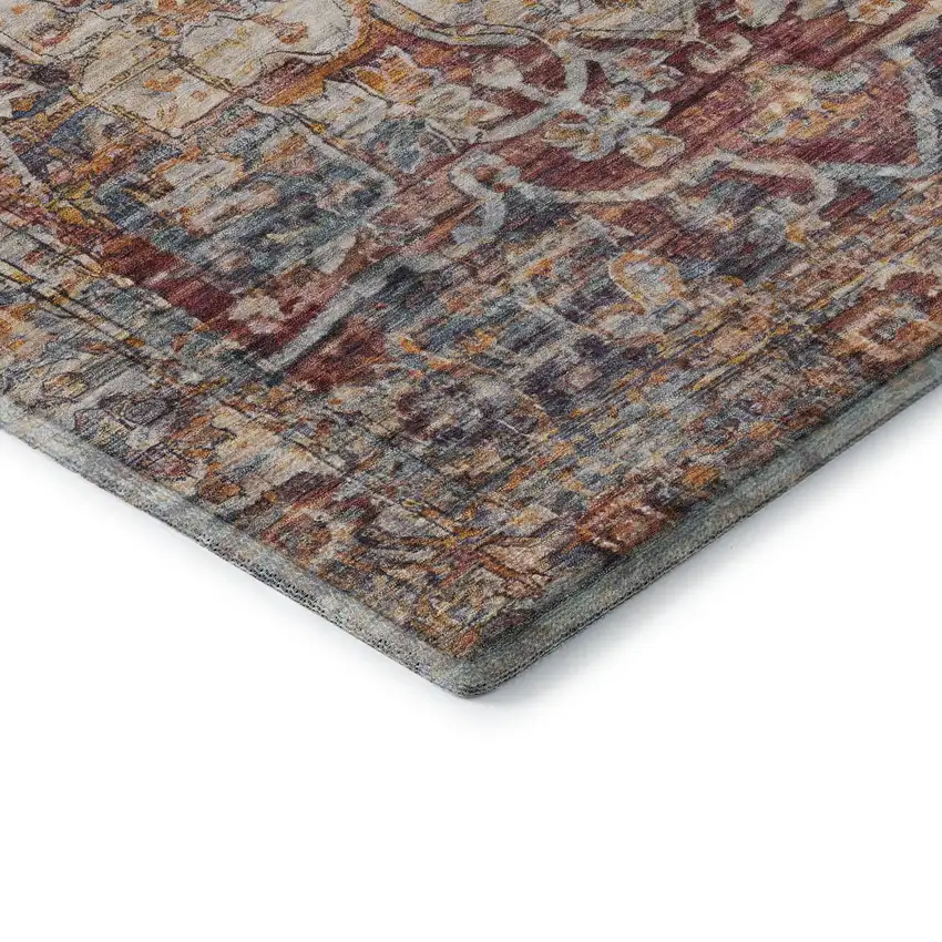 Copper Gray And Ivory Oriental Washable Area Rug With UV Protection Photo 6