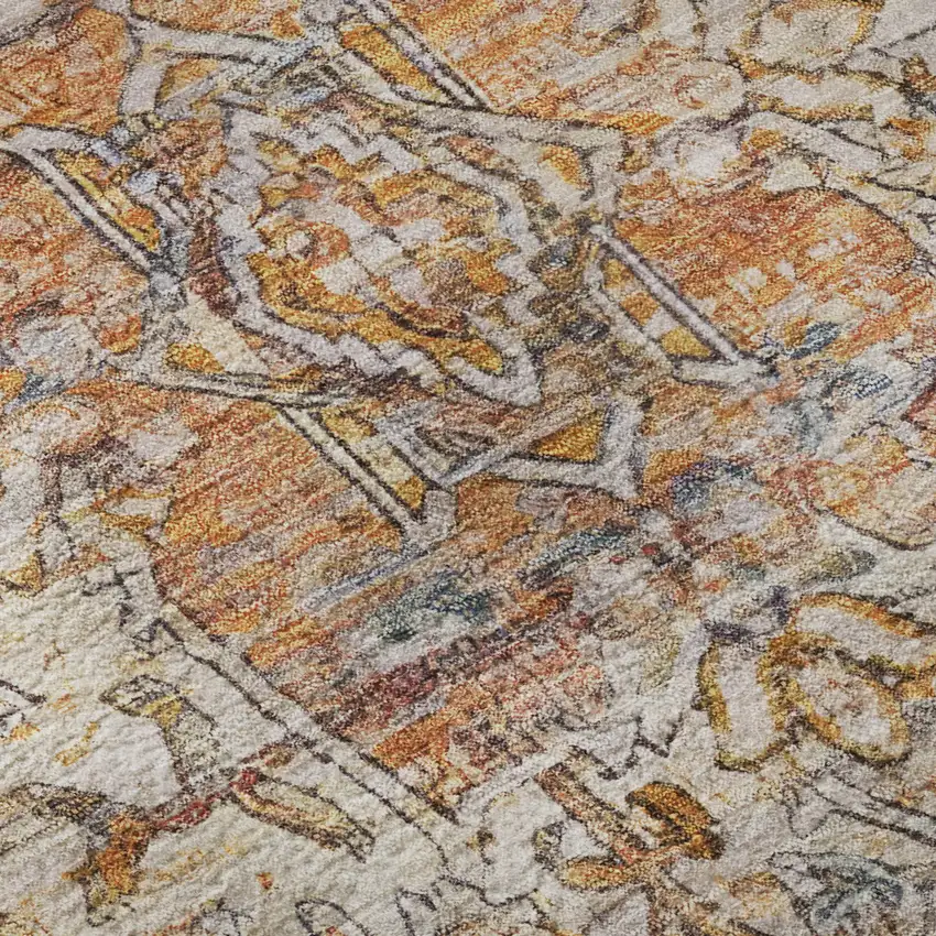 Copper Gray And Ivory Oriental Washable Area Rug With UV Protection Photo 8