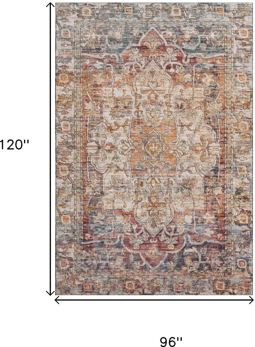 Copper Gray And Ivory Oriental Washable Area Rug With UV Protection Photo 9