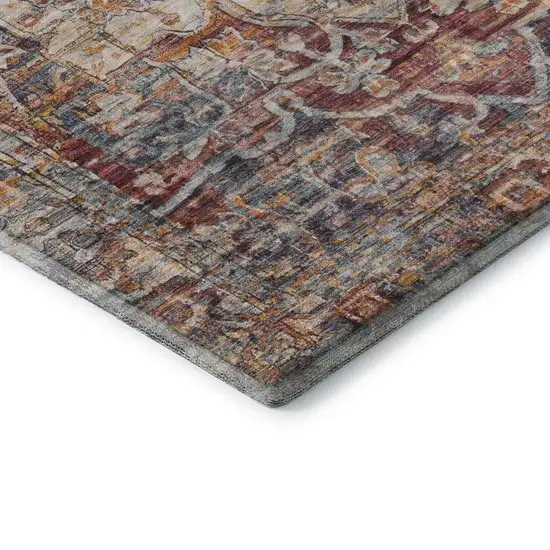 Copper Gray And Ivory Oriental Washable Area Rug With UV Protection Photo 7