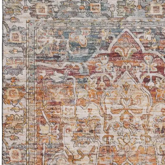 Copper Gray And Ivory Oriental Washable Area Rug With UV Protection Photo 2