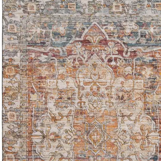Copper Gray And Ivory Oriental Washable Area Rug With UV Protection Photo 3