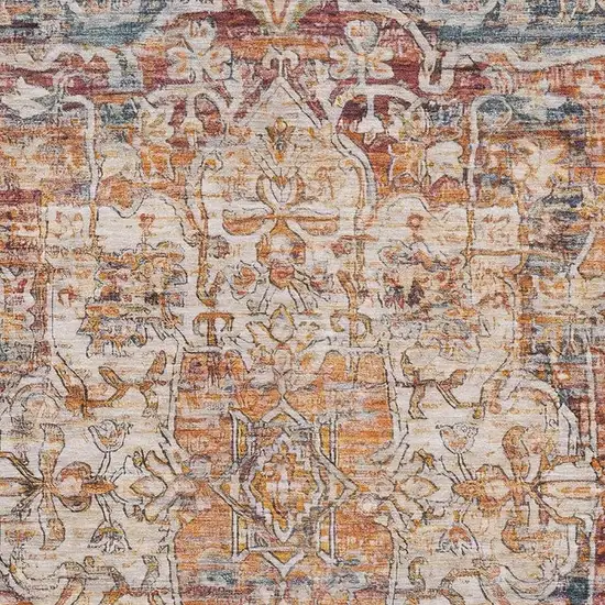 Copper Gray And Ivory Oriental Washable Area Rug With UV Protection Photo 2