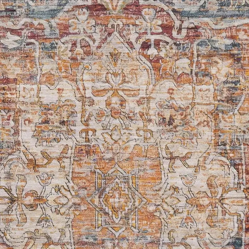 Copper Gray And Ivory Oriental Washable Area Rug With UV Protection Photo 2