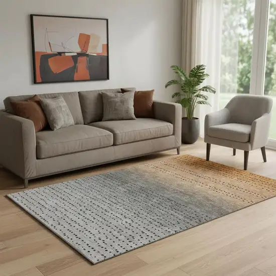 Copper Gray And Silver Abstract Washable Area Rug With UV Protection Photo 2