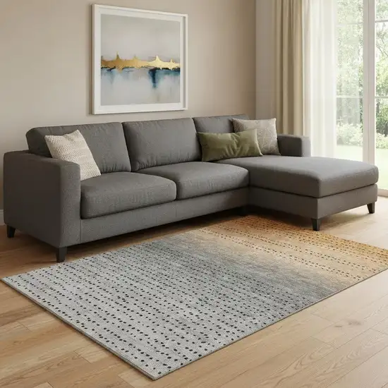 Copper Gray And Silver Abstract Washable Area Rug With UV Protection Photo 2