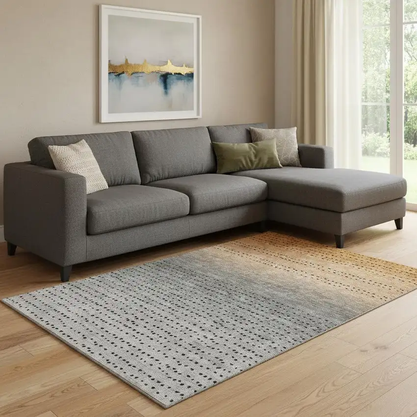 Copper Gray And Silver Abstract Washable Area Rug With UV Protection Photo 2