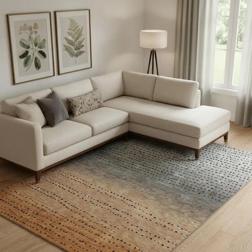 Copper Gray And Silver Abstract Washable Area Rug With UV Protection Photo 2