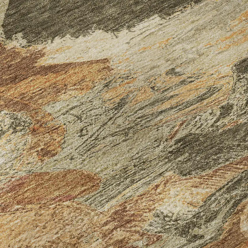 Copper Gray And Taupe Abstract Washable Area Rug With UV Protection Photo 9