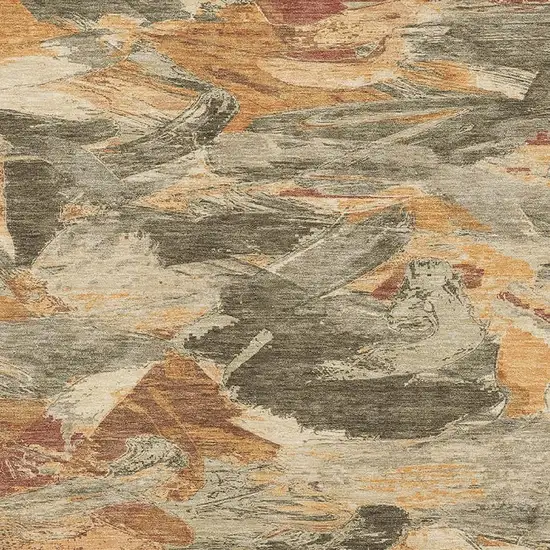 Copper Gray And Taupe Abstract Washable Area Rug With UV Protection Photo 2