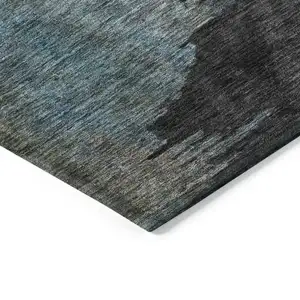 Photo of Copper Green And Gray Abstract Washable Indoor Outdoor Area Rug