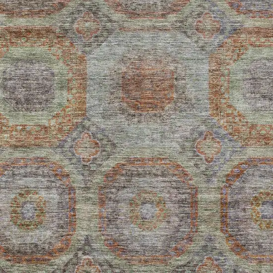 Copper Green And Gray Geometric Washable Indoor Outdoor Area Rug Photo 7