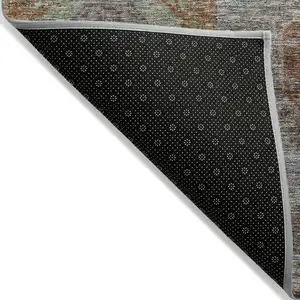 Photo of Copper Green And Gray Geometric Washable Indoor Outdoor Area Rug
