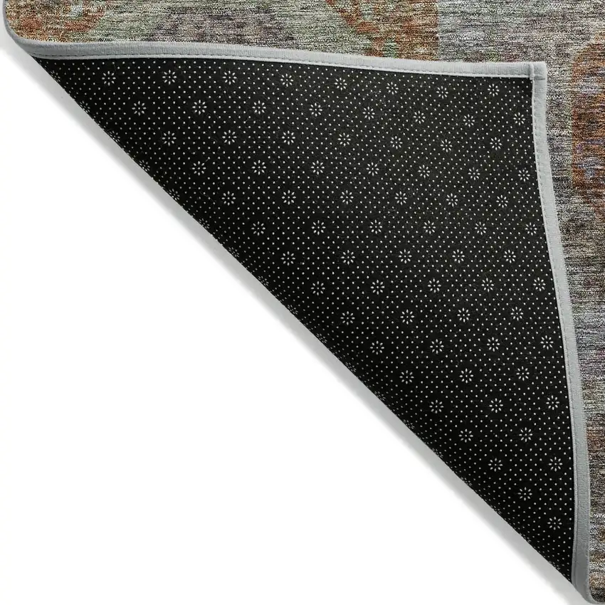 Copper Green And Gray Geometric Washable Indoor Outdoor Area Rug Photo 4
