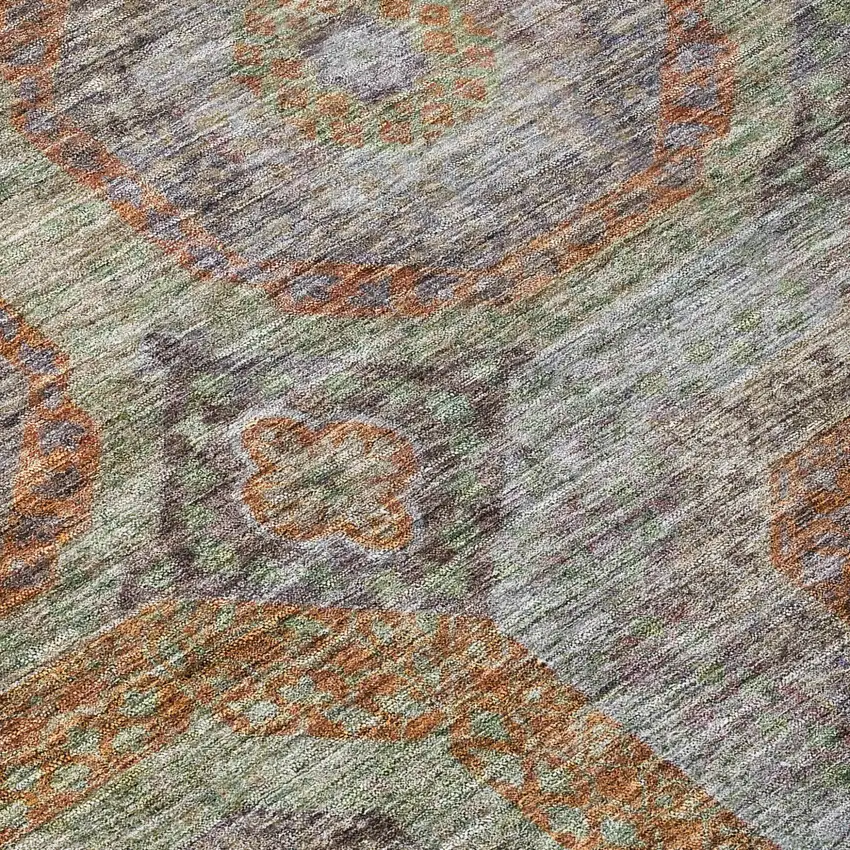 Copper Green And Gray Geometric Washable Indoor Outdoor Area Rug Photo 6