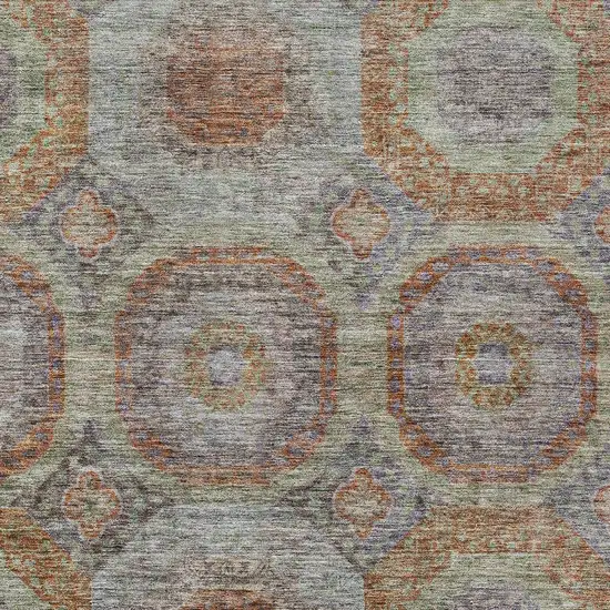 Copper Green And Gray Geometric Washable Indoor Outdoor Area Rug Photo 7