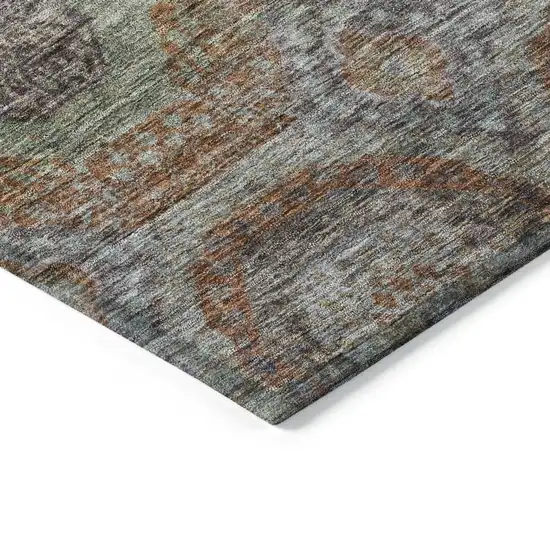 Copper Green And Gray Geometric Washable Indoor Outdoor Area Rug Photo 5