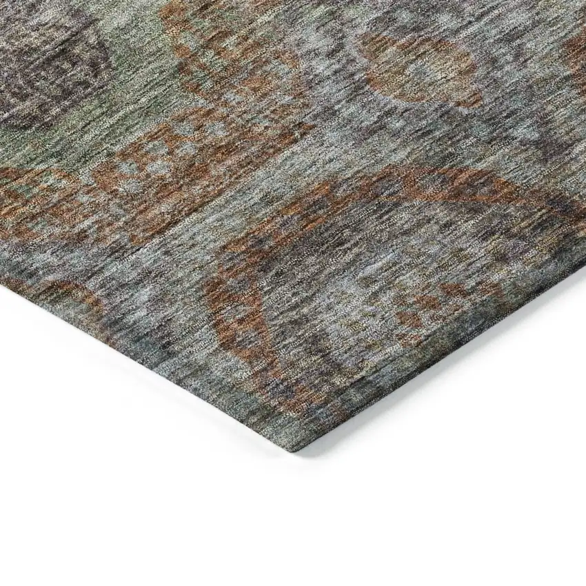 Copper Green And Gray Geometric Washable Indoor Outdoor Area Rug Photo 5