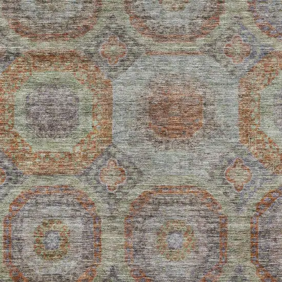 Copper Green And Gray Geometric Washable Indoor Outdoor Area Rug Photo 7