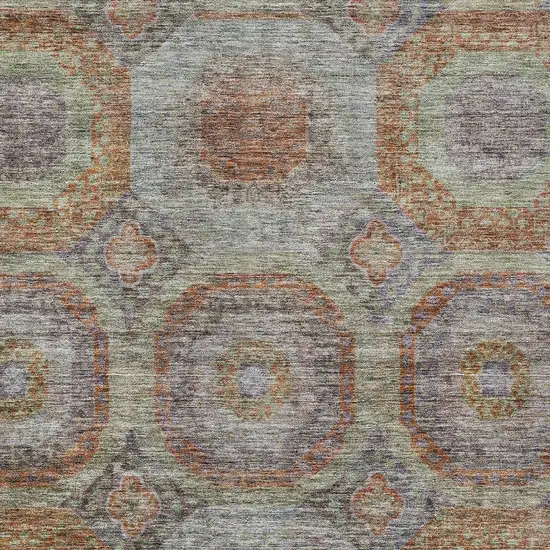 Copper Green And Gray Geometric Washable Indoor Outdoor Area Rug Photo 7
