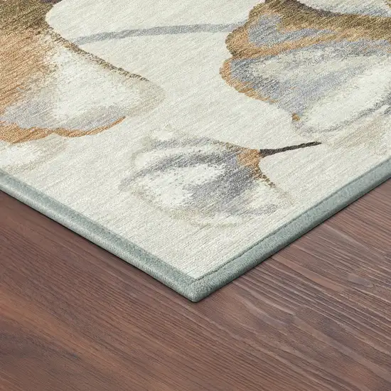 Copper Ivory And Beige Botanical Leaves Washable Indoor Outdoor Area Rug Photo 9