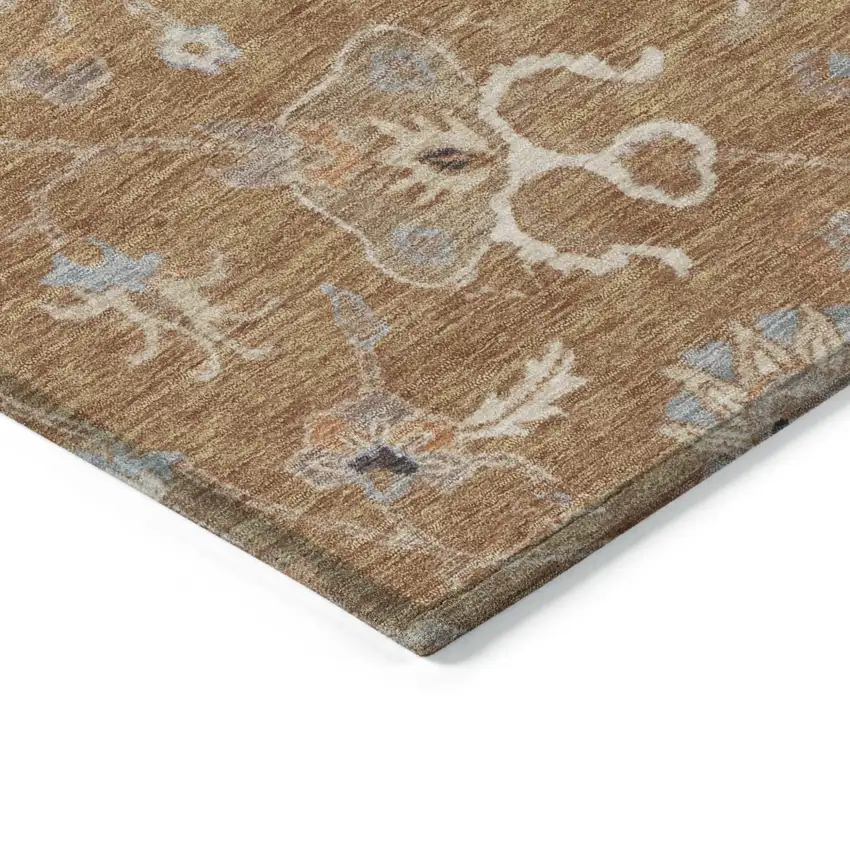 Copper Ivory And Black Floral Washable Indoor Outdoor Area Rug Photo 4