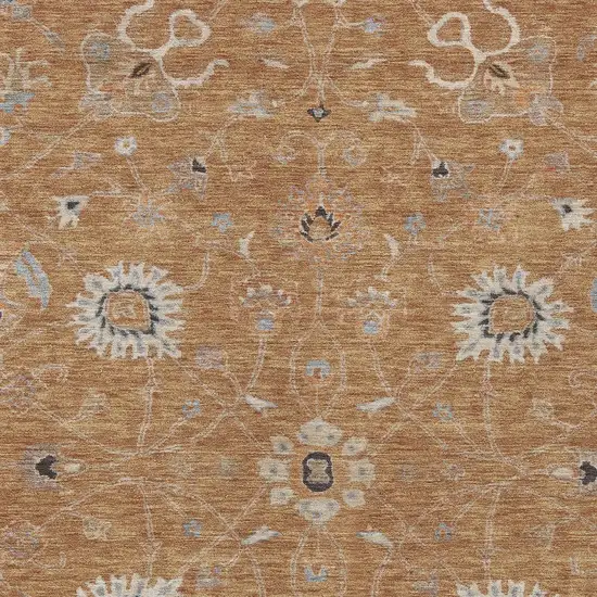 Copper Ivory And Black Floral Washable Indoor Outdoor Area Rug Photo 6