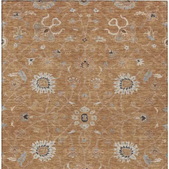 Copper Ivory And Black Floral Washable Indoor Outdoor Area Rug Photo 7