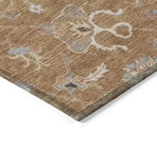 Copper Ivory And Black Floral Washable Indoor Outdoor Area Rug Photo 4