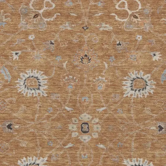 Copper Ivory And Black Floral Washable Indoor Outdoor Area Rug Photo 6