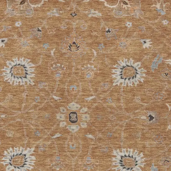 Copper Ivory And Black Floral Washable Indoor Outdoor Area Rug Photo 6