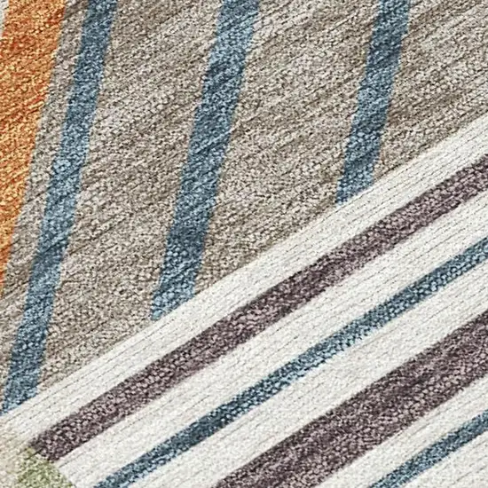 Copper Ivory And Blue Patchwork Washable Indoor Outdoor Area Rug Photo 2