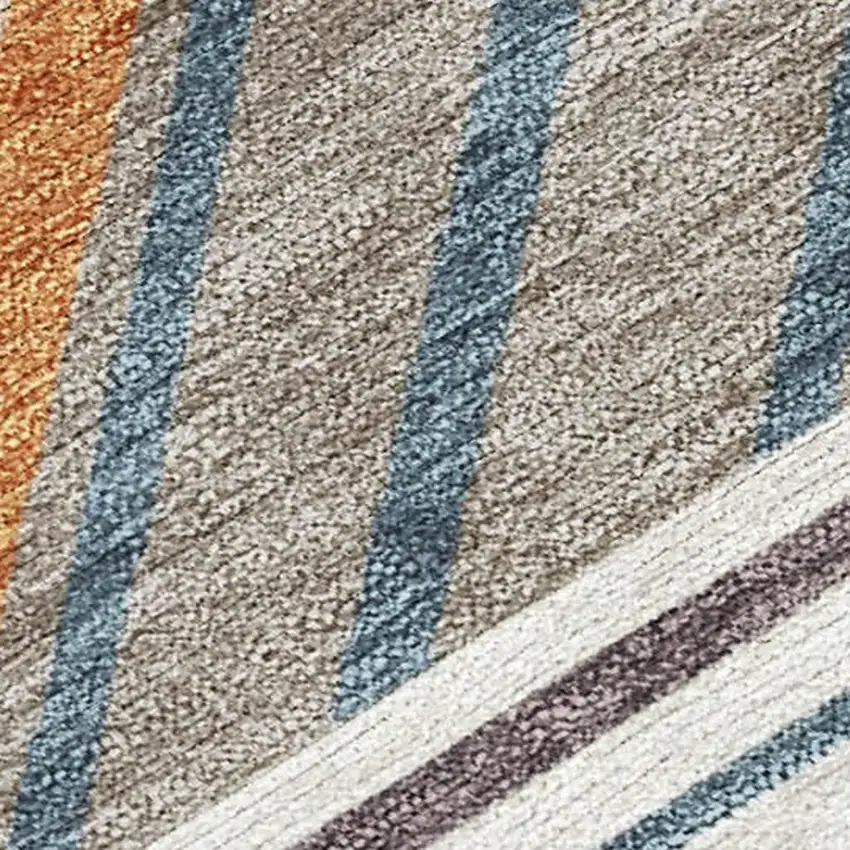 Copper Ivory And Blue Patchwork Washable Indoor Outdoor Area Rug Photo 2