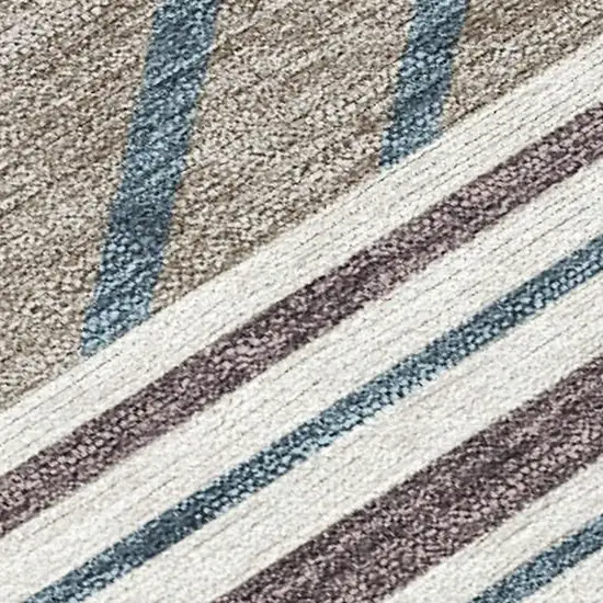 Copper Ivory And Blue Patchwork Washable Indoor Outdoor Area Rug Photo 2