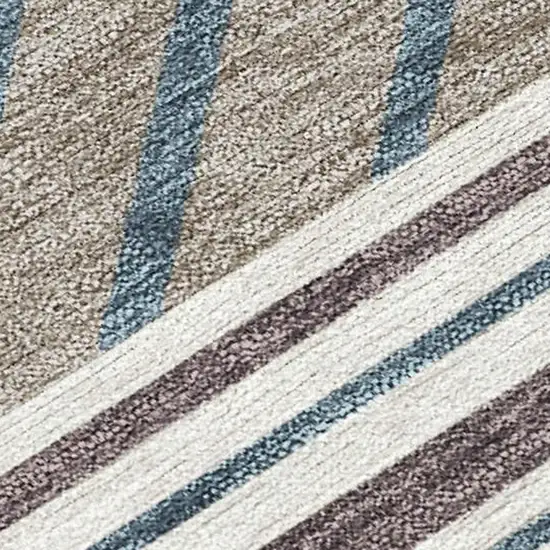 Copper Ivory And Blue Patchwork Washable Indoor Outdoor Area Rug Photo 2