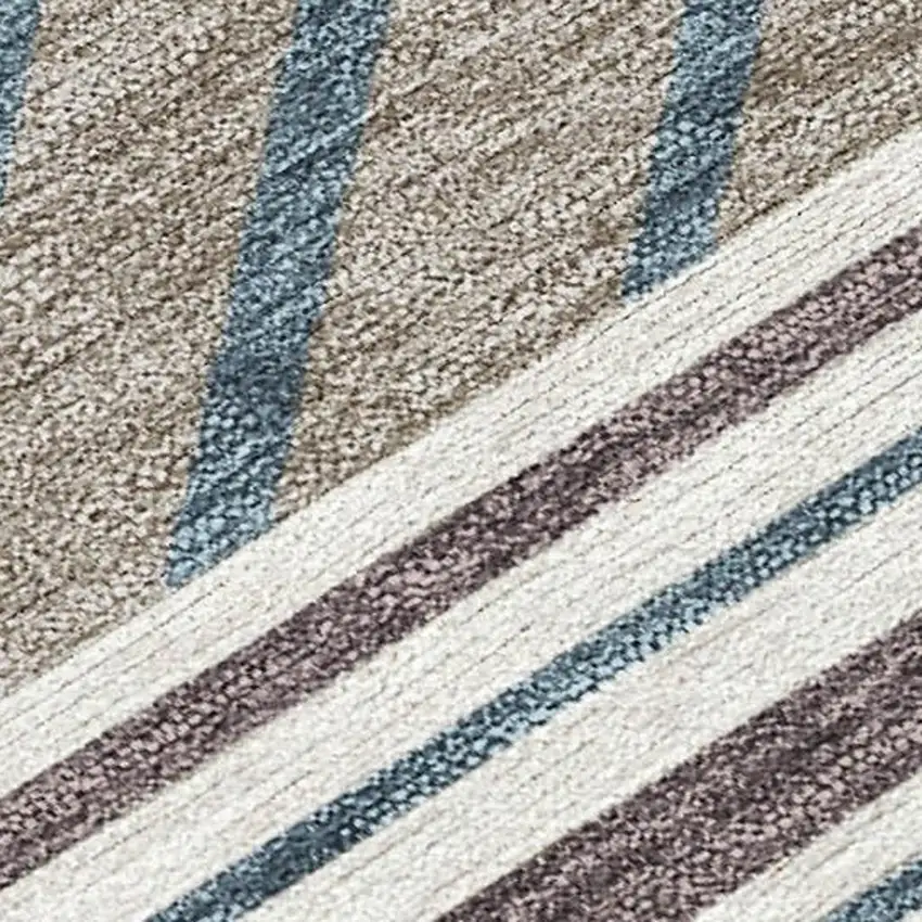 Copper Ivory And Blue Patchwork Washable Indoor Outdoor Area Rug Photo 2