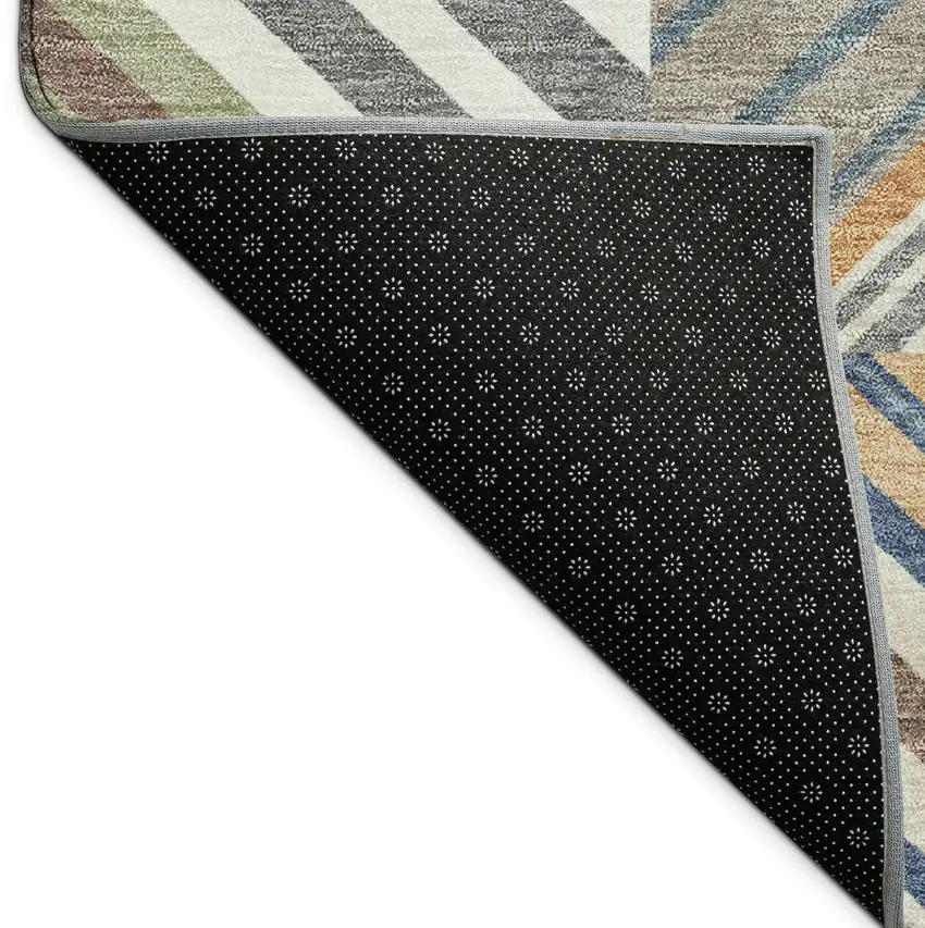 Copper Ivory And Blue Patchwork Washable Indoor Outdoor Area Rug Photo 5